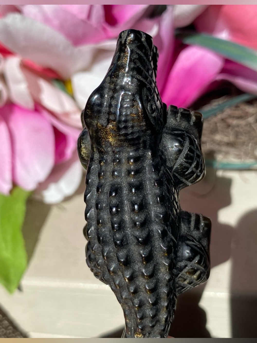 Gold Sheen Obsidian Alligator - Picture 9 of 12